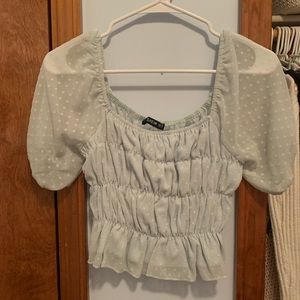 Baby blue polk a dot blouse